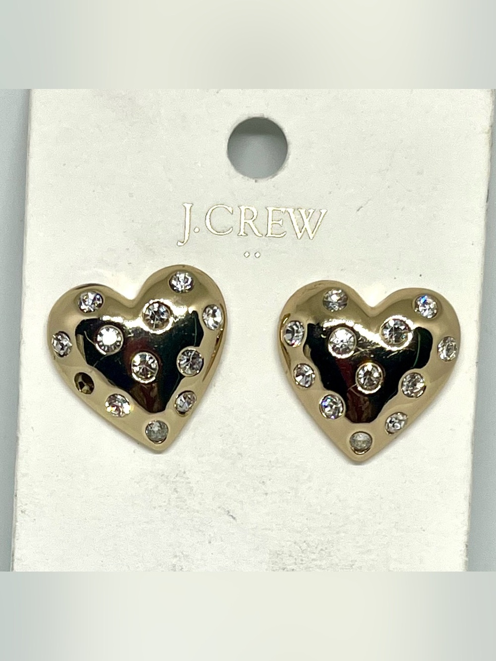 J.Crew Puffy Heart Crystal Stud Earrings